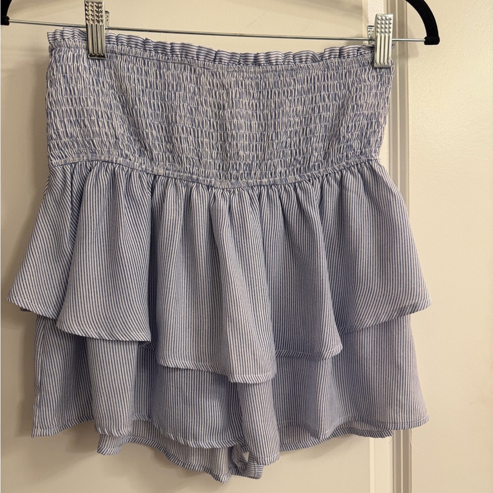 Striped Ruffle Layered Shorts / Skort